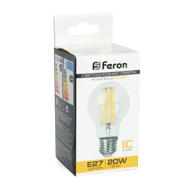 Лампа светодиодная LED 20вт Е27 теплый FILAMENT