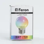 Лампа светодиодная LED 1вт Е27 RGB прозрачный плавная смена цвета шар