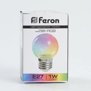 Лампа светодиодная LED 1вт Е27 RGB прозрачный плавная смена цвета шар