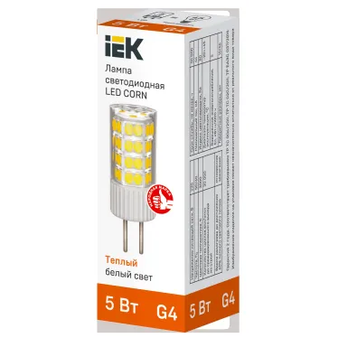 Лампа светодиодная CORN капсула 5Вт 230В 3000К керамика G4 IEK
