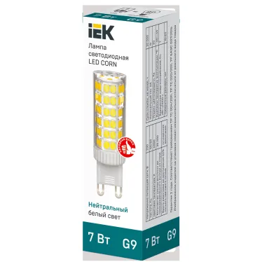 Лампа светодиодная CORN капсула 7Вт 230В 4000К керамика G9 IEK