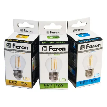 Лампа светодиодная LED 5вт Е27 белый шар FILAMENT