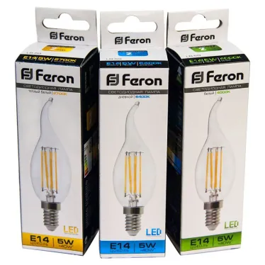 Лампа светодиодная LED 5вт Е14 белый свеча на ветру FILAMENT