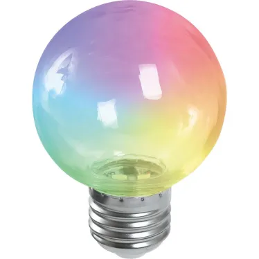 Лампа светодиодная LED 3вт Е27 прозрачный RGB плавная смена цвета шар G60