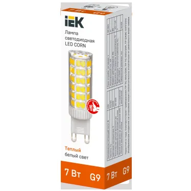 Лампа светодиодная CORN капсула 7Вт 230В 3000К керамика G9 IEK