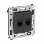 Avanti Компьютерная розетка RJ-45 без шторки в стену, кат.6А двойная, Черный матовый