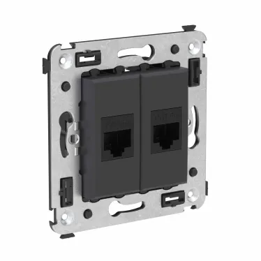 Avanti Компьютерная розетка RJ-45 без шторки в стену, кат.6А двойная, Черный матовый