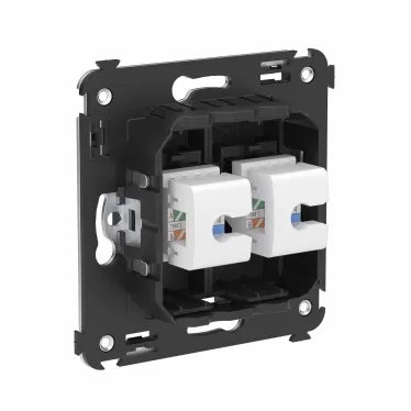 Avanti Компьютерная розетка RJ-45 без шторки в стену, кат.6А двойная, Черный матовый