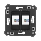 Avanti Компьютерная розетка RJ-45 без шторки в стену, кат.6А двойная, Черный матовый