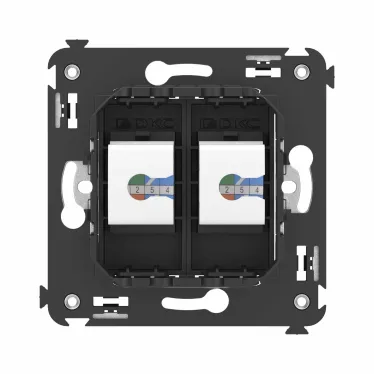 Avanti Компьютерная розетка RJ-45 без шторки в стену, кат.6А двойная, Черный матовый