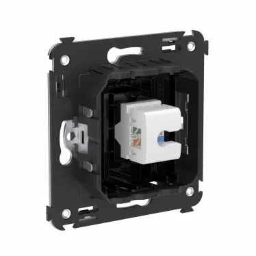 Avanti Компьютерная розетка RJ-45 без шторки в стену, кат.6А одинарная, Черный квадрат