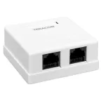 Розетка настенная TERACOM PRO Cat.6 неэкранированная 2 порта RJ-45 Dual IDC белая