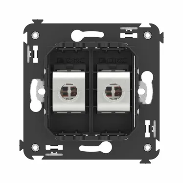 Avanti Компьютерная розетка RJ-45 без шторки в стену, кат.6А двойная экранированная, Черный матовый