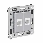 Avanti Компьютерная розетка RJ-45 без шторки в стену, кат.6А двойная, Закаленная сталь