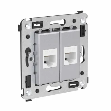 Avanti Компьютерная розетка RJ-45 без шторки в стену, кат.6А двойная, Закаленная сталь
