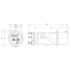 Вилка кабельная 16A 2P+E IP44 переносная 230V