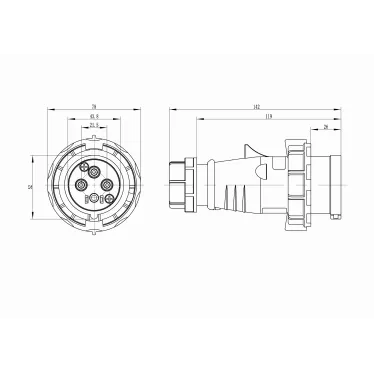 Вилка кабельная IP67 16A 3P+E 400В