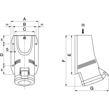 Розетка кабельная наружная IP44 16A 2P+E 230V