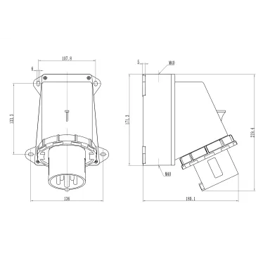 Вилка настенная IP67 63А 3P+E+N 400В
