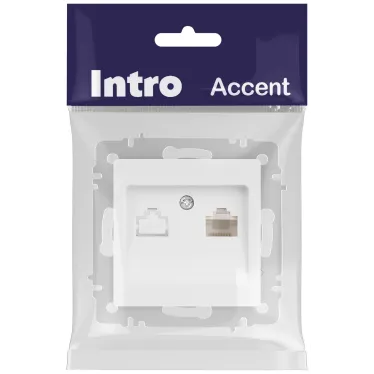 Розетка Intro Accent 6-303-01М информационная RJ45, IP20, СУ, белый матовый