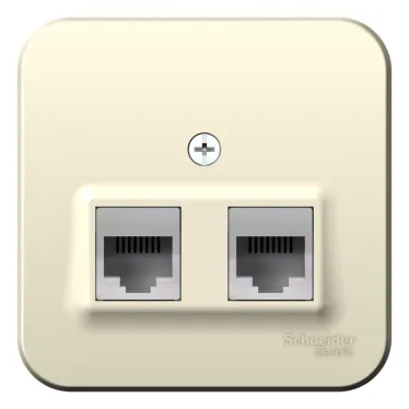 Розетка BLANCA наружная двойная компьютерная RJ45+телефонная RJ11, кат.5e, с изолирующей пластиной, молочный
