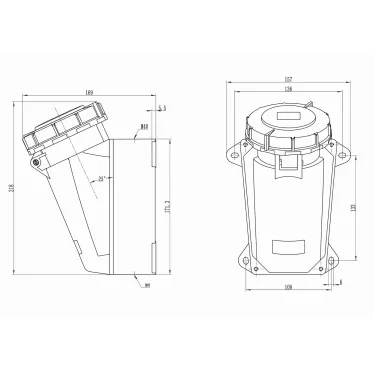 Розетка наружной установки IP67 63A 3p+E+N 400V