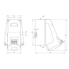 Розетка кабельная наружная IP44 32A 2P+E 230V