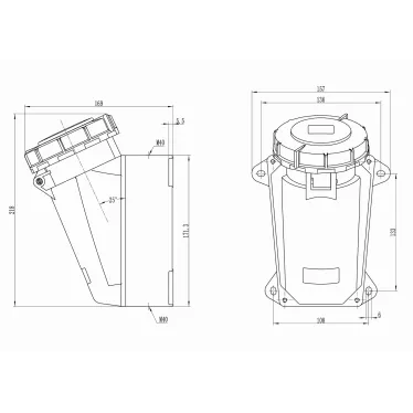 Розетка наружная IP67 63A 3P+E 400V