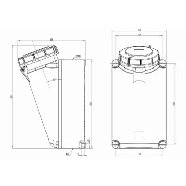Розетка наружной установки IP67 125 A 2P+E 230V