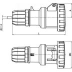 Розетка кабельная с безвинтовыми клеммами IP67 32A 3P+E 400В