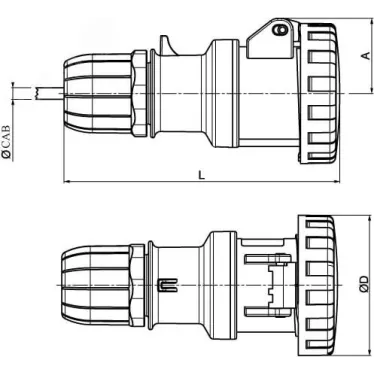 Розетка кабельная с безвинтовыми клеммами IP67 32A 3P+E 400В