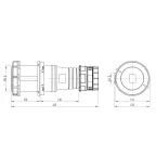 Розетка кабельная IP67 125A 2P+E 230V