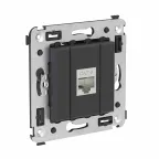 Avanti Компьютерная розетка RJ-45 без шторки в стену, кат.6 одинарная экранированная, Черный матовый