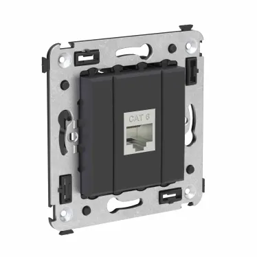 Avanti Компьютерная розетка RJ-45 без шторки в стену, кат.6 одинарная экранированная, Черный матовый