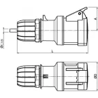 Розетка кабельная с безвинтовыми клеммами IP44 32A 2P+E 230В