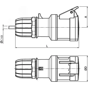Розетка кабельная с безвинтовыми клеммами IP44 32A 2P+E 230В