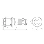 Розетка кабельная IP67 63A 2P+E 230V