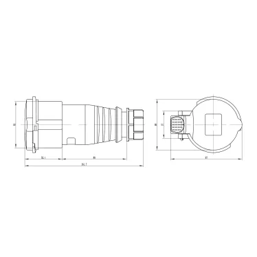 Розетка кабельная 16A 3P+E+N IP44 переносная 400V