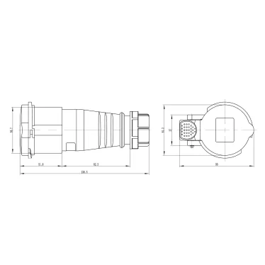 Розетка кабельная 16A 3P+E IP44 переносная 400V