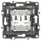 Розетка телефонная двойная 2XRJ11, Эра12, белый, 12-3106-01