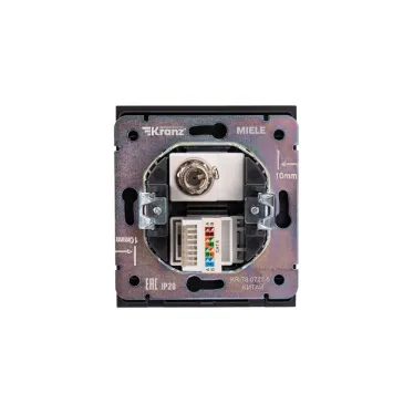 Розетка STRONG компьютерная RJ45 кат6 + TV скрытой установки механизм антрацит