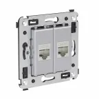 Avanti Компьютерная розетка RJ-45 без шторки в стену, кат.6А двойная экранированная, Закаленная сталь