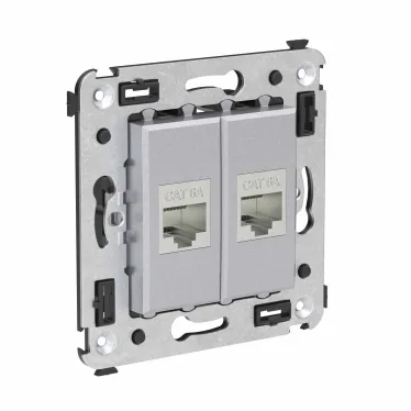 Avanti Компьютерная розетка RJ-45 без шторки в стену, кат.6А двойная экранированная, Закаленная сталь