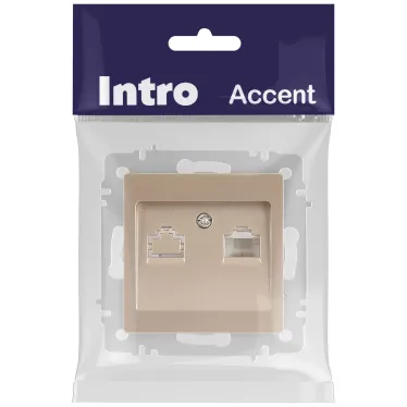 Розетка Intro Accent 6-303-04 информационная RJ45, IP20, СУ, шампань