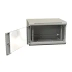 Шкаф настенный 19-дюймовый 19'' 6U 367x600х450мм стеклянная дверь с перфорацией ручка с замком серый RAL 7035 WRline''