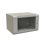 Шкаф настенный 19-дюймовый 19'' 6U 367x600х450мм стеклянная дверь с перфорацией ручка с замком серый RAL 7035 WRline''