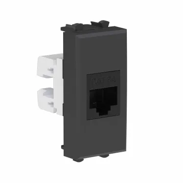 Avanti Компьютерная розетка RJ-45 без шторки модульная, кат.6А, Черный матовый, 1 модуль