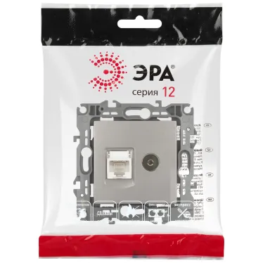 Розетка Серия 12 12-3110-16 комбинированная RJ45+TV, титан
