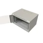 Шкаф настенный 19-дюймовый 19'' 9U 500x600х450мм стеклянная дверь с перфорацией ручка с замком серый RAL 7035 WRline''