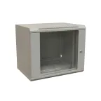 Шкаф настенный 19-дюймовый 19'' 15U 775x600х600мм стеклянная дверь с перфорацией ручка с замком серый RAL 7035 WRline''